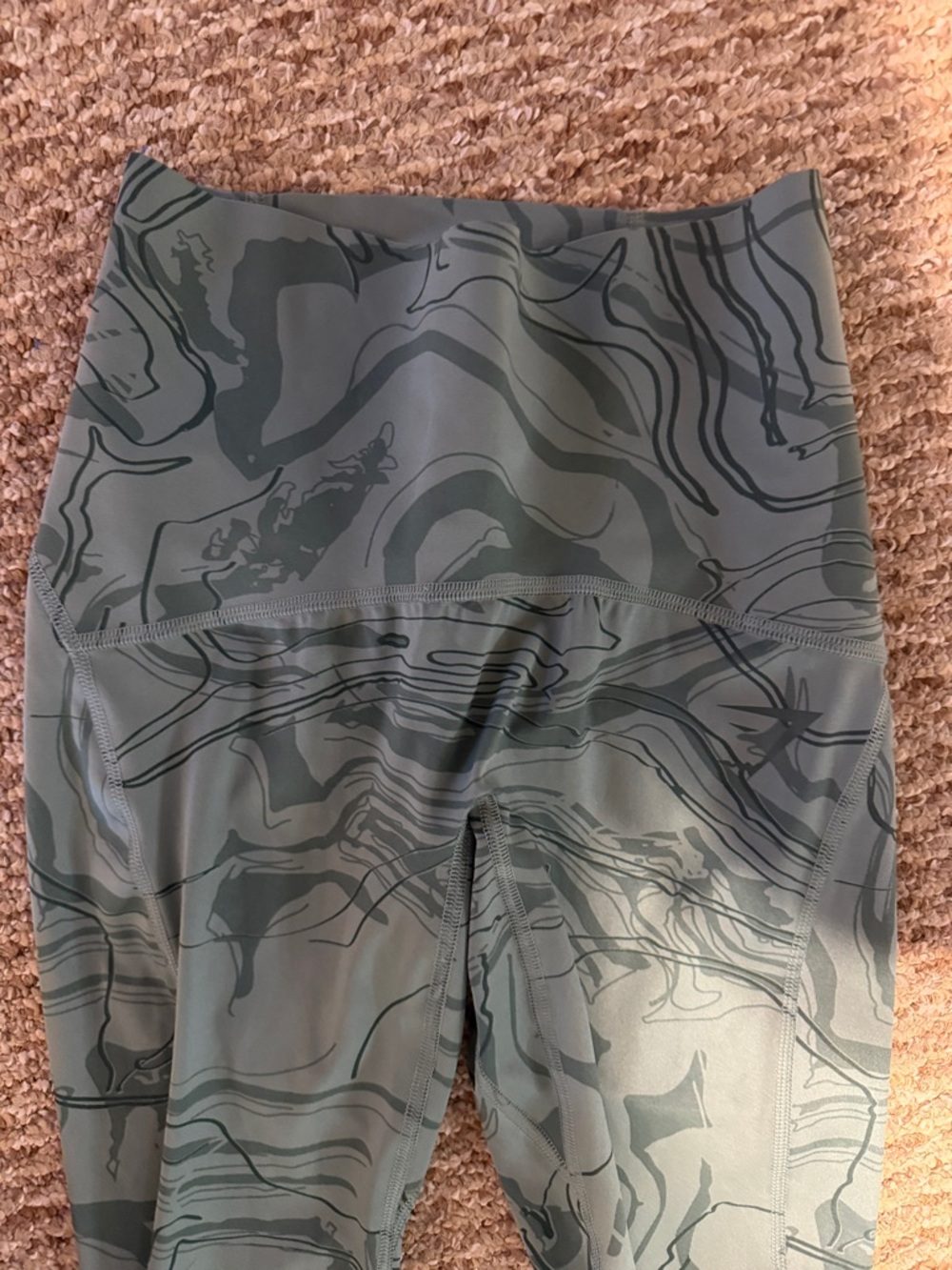 Gymshark Olive Green Marble-Print Leggings Size XS